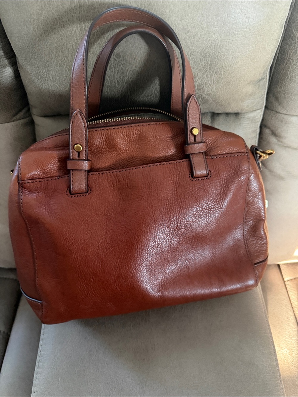 Fossil Women's Leather Shoulder Bag in Cognac - Picture 7 of 9